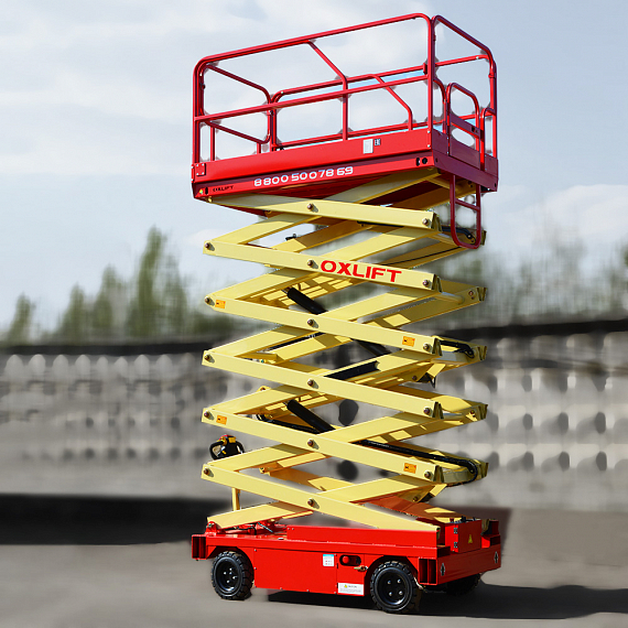 OXLIFT QZ-050-110 Самоходный (поводковый) подъемник ножничного типа с питанием от АКБ 11000 мм 500 кг