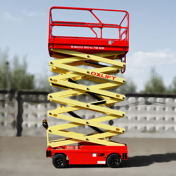 OXLIFT QZ-050-110 Самоходный (поводковый) подъемник ножничного типа с питанием от АКБ 11000 мм 500 кг