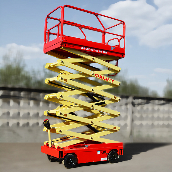 OXLIFT QZ-050-110 Самоходный (поводковый) подъемник ножничного типа с питанием от АКБ 11000 мм 500 кг